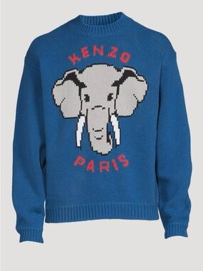 Kenzo Paris Elephant Wool-Blend Sweater. Size XL